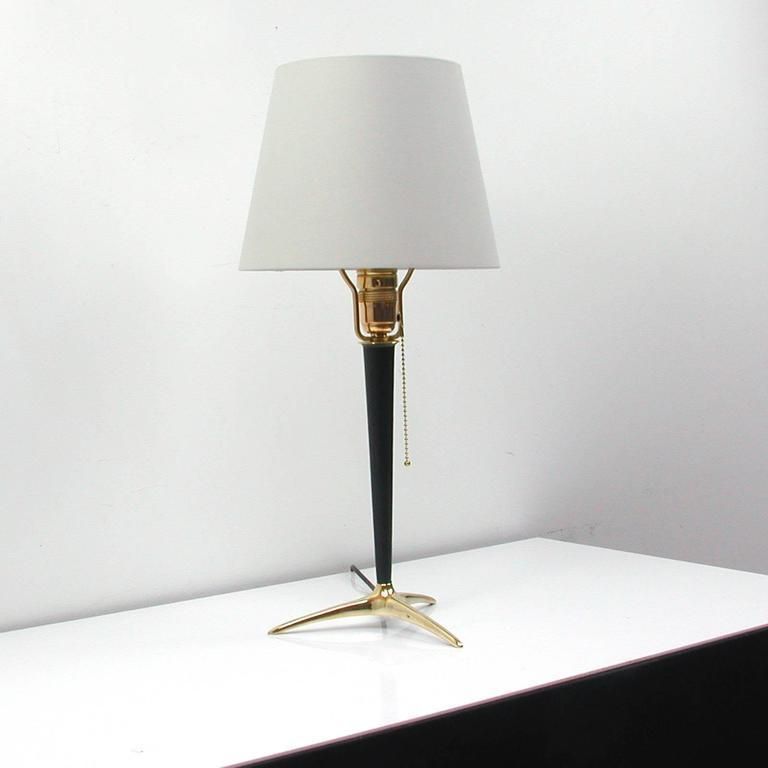 Mid Century Brass And Metal Table Lamp In The Manner Of J.T. Kalmar photo furniture