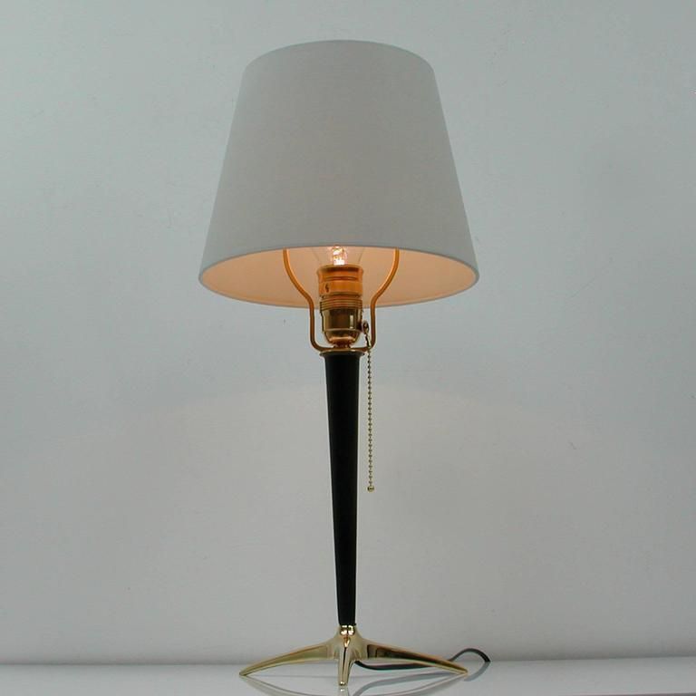 Mid Century Brass And Metal Table Lamp In The Manner Of J.T. Kalmar photo for sale