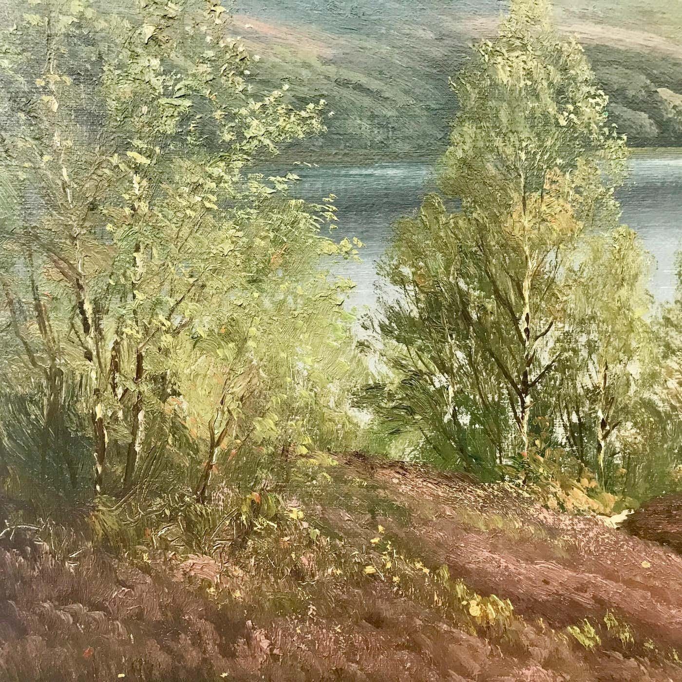 Jens Christian Bennedsen Original Painting Of Sweden Norway Fjord Landscape By Danish Landscape Artist 1940s photo vinterior