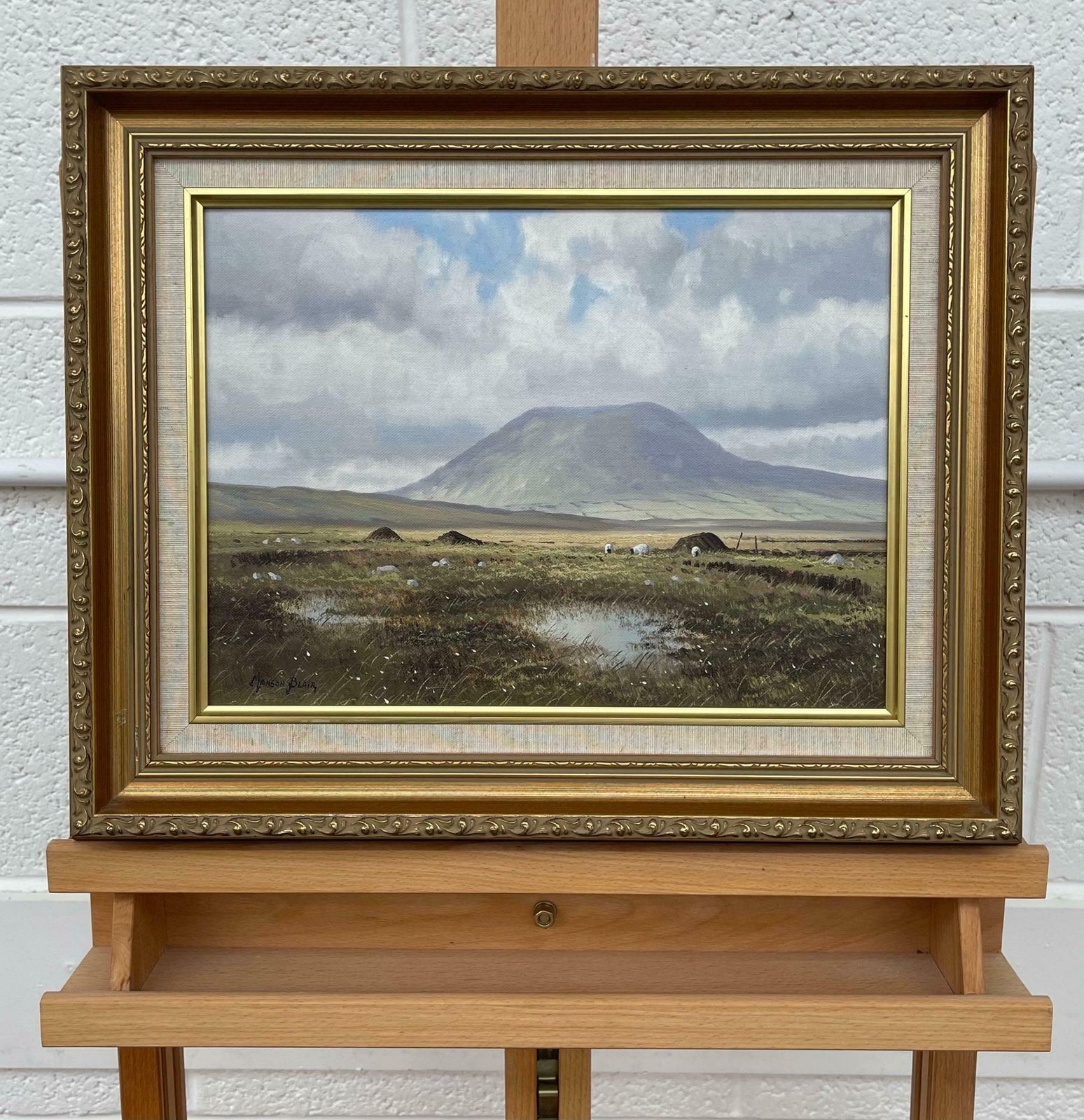 Manson Blair Original Oil Painting Slemish Mountain County Antrim Ireland By Irish Artist 1990 Circa photo for sale