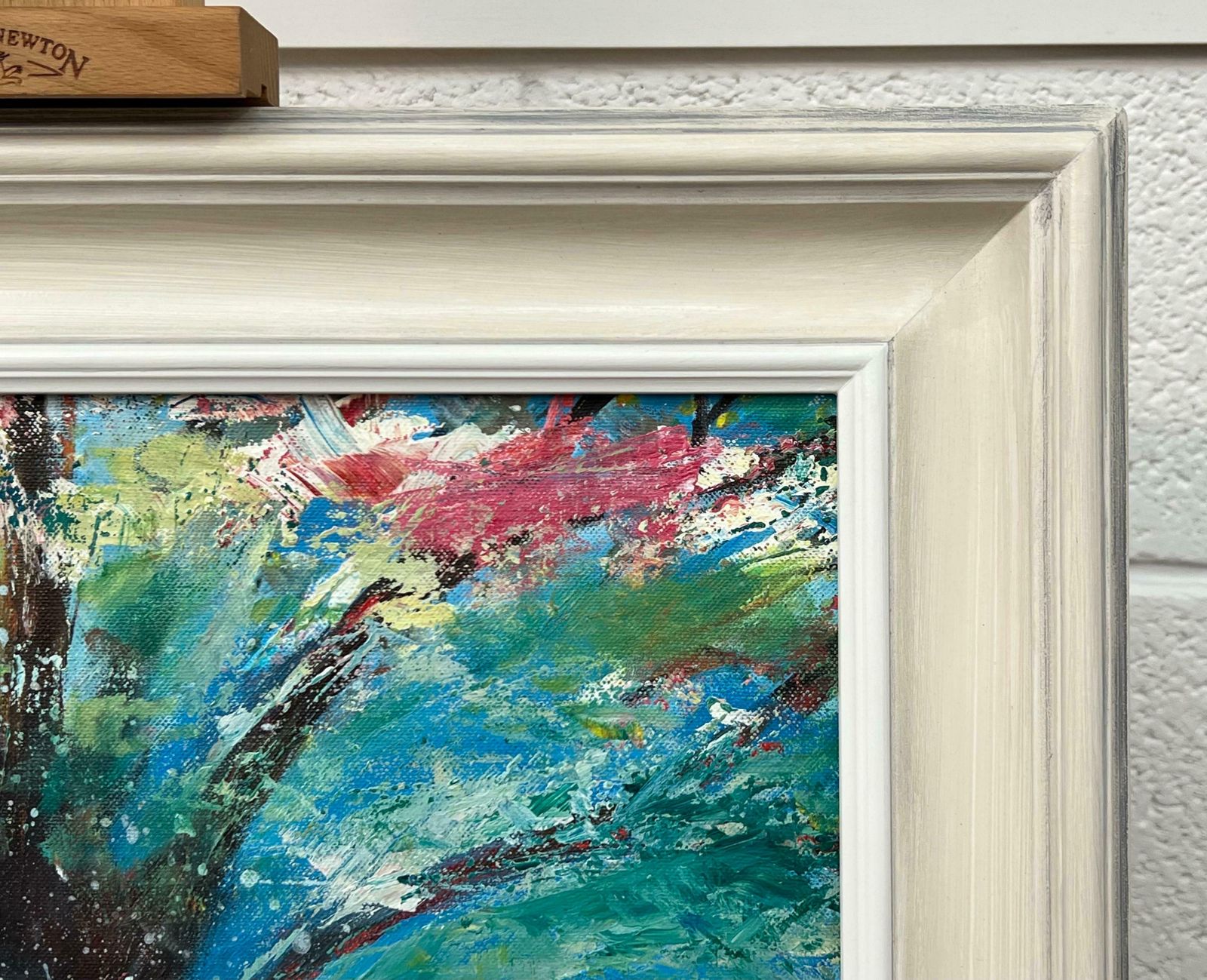 photo furniture Angela Wakefield Tree With Red Pink White & Blue Abstract Background By British Landscape Artist 2023
