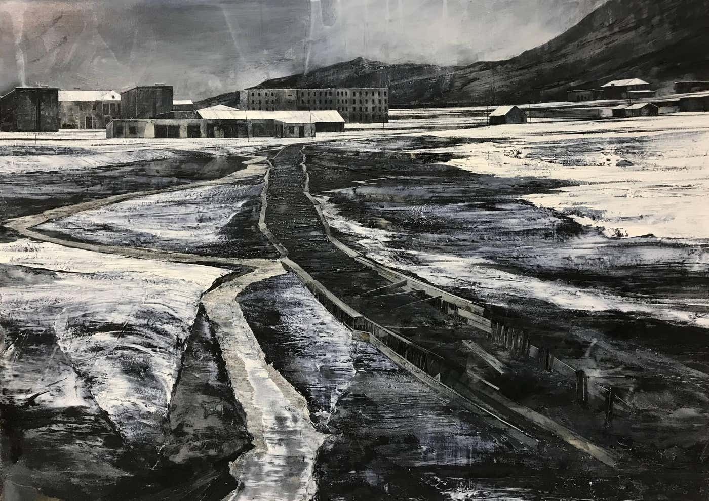 Mark Thompson Atmospheric Monochromatic Black & White Abstract Landscape Painting 2008