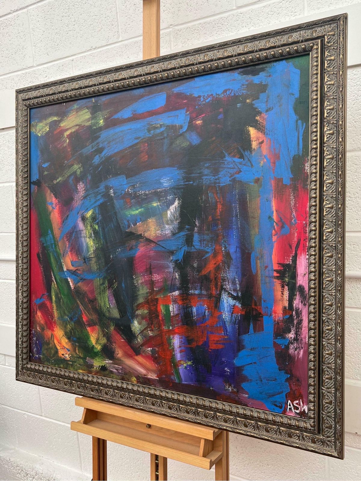 photo furniture Angela Wakefield Blue Red & Green Abstract Expressionist Painting By British Contemporary Artist