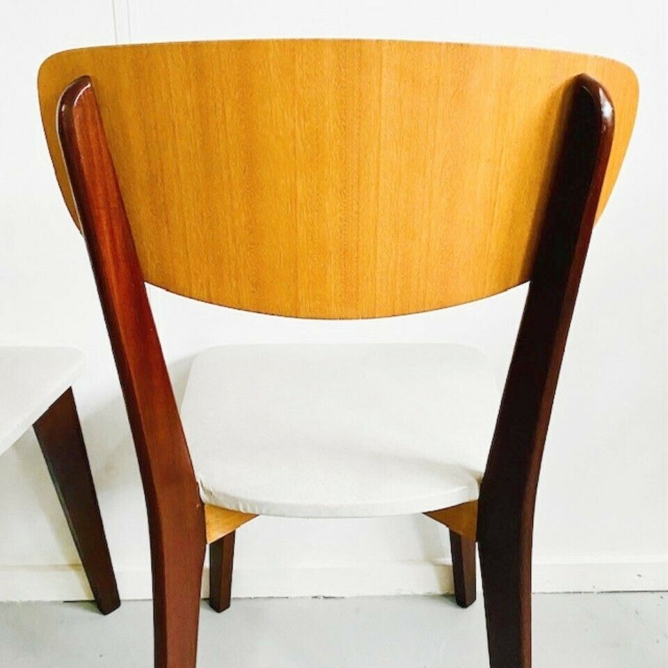 Set Of 2 Vintage Danish Design Dining Room Chairs Skai White Retro photo buy