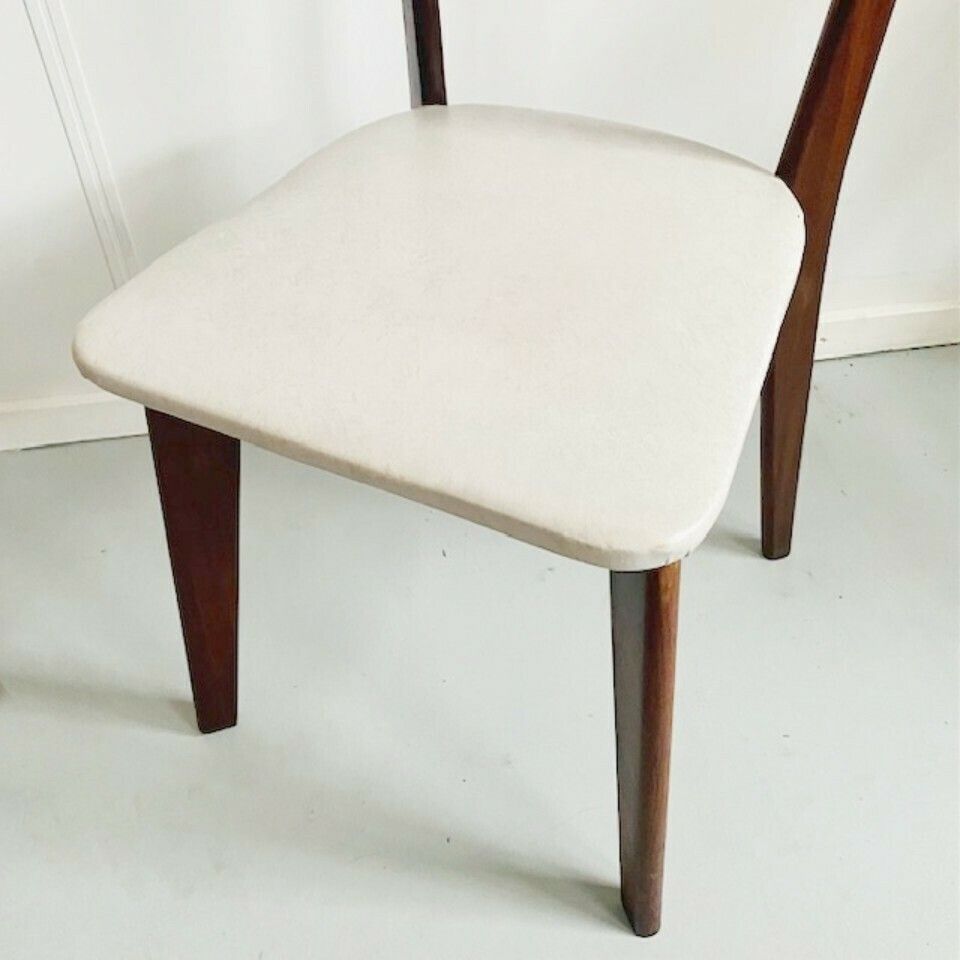 photo furniture Set Of 2 Vintage Danish Design Dining Room Chairs Skai White Retro