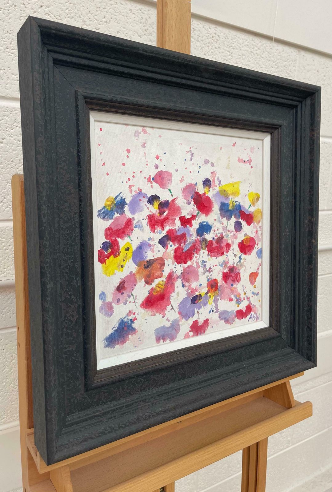 Angela Wakefield Abstract Red Blue Yellow Flower Design On White By British Contemporary Artist 2005 photo furniture