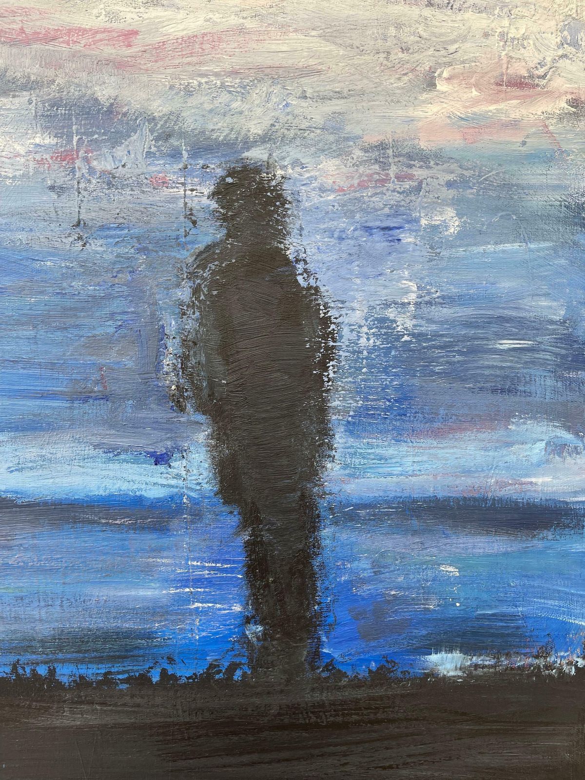 10000.0 Angela Wakefield Man On The Hill Original Painting "Contemplation" By Contemporary British Artist 2005 photo
