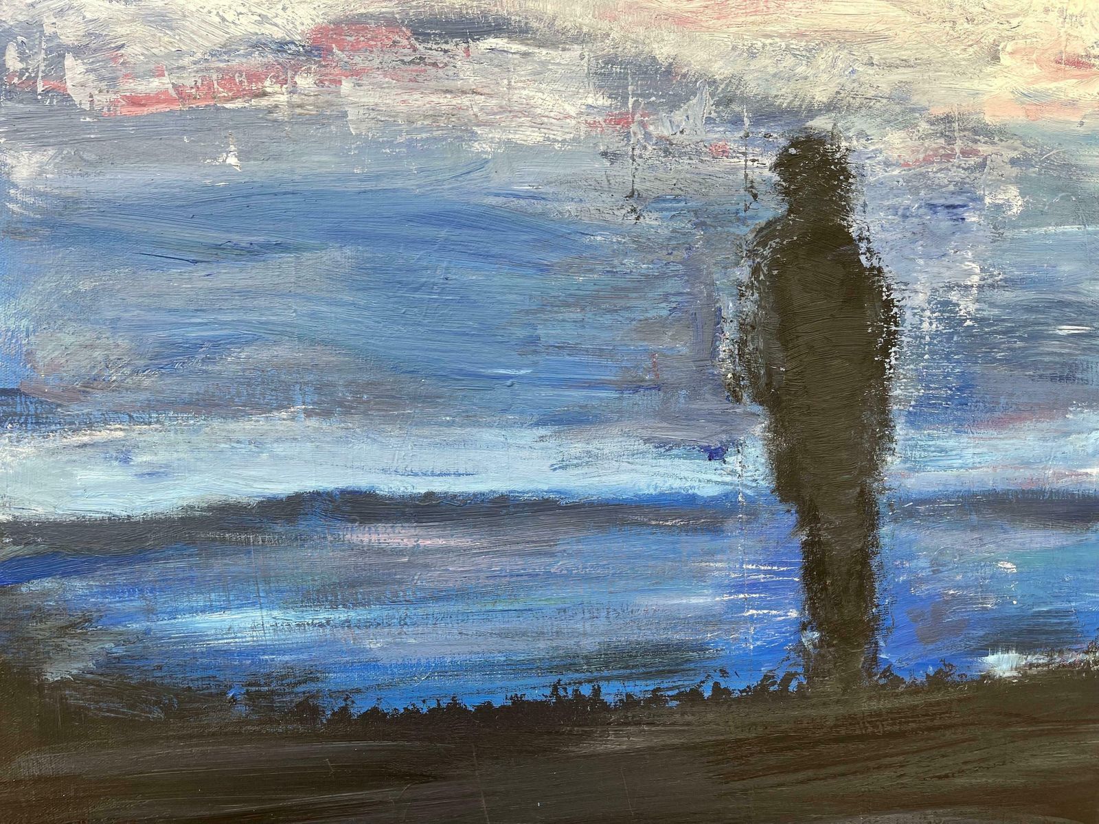 photo vinterior Angela Wakefield Man On The Hill Original Painting "Contemplation" By Contemporary British Artist 2005