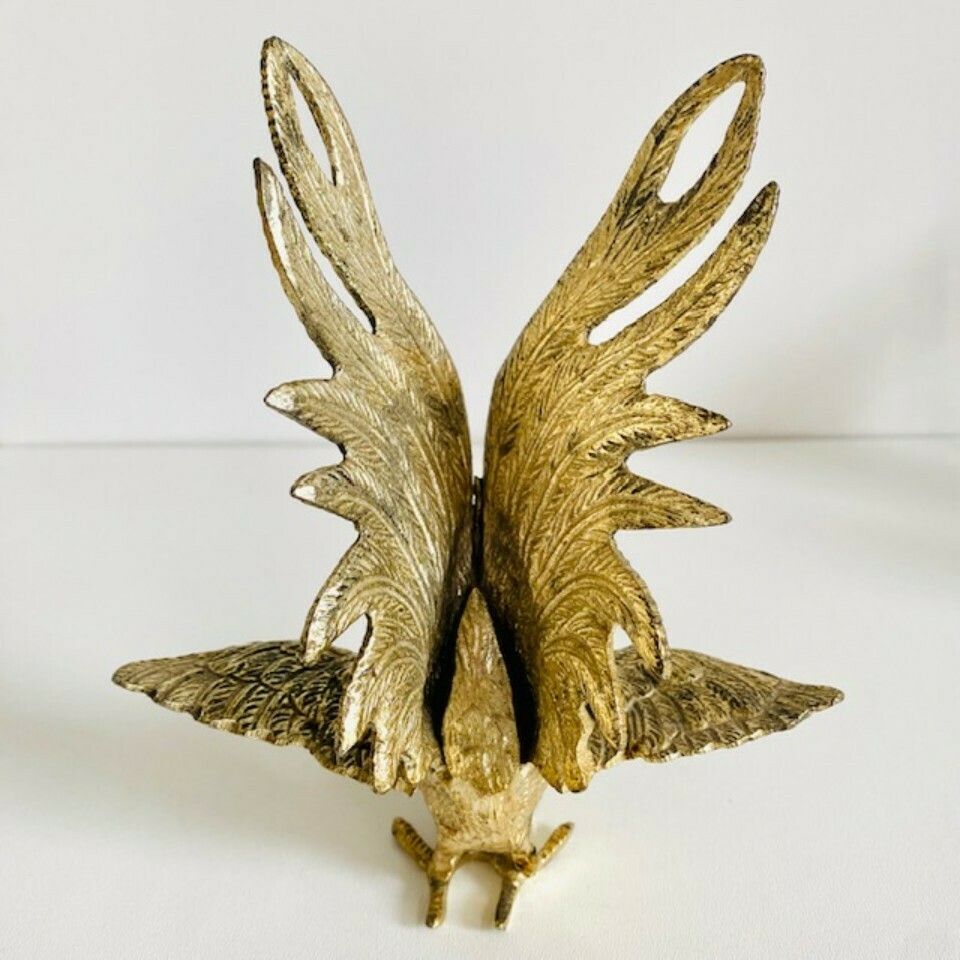 Set Of French Gilt Metal Gold Gamecocks Midcentury photo 82.0