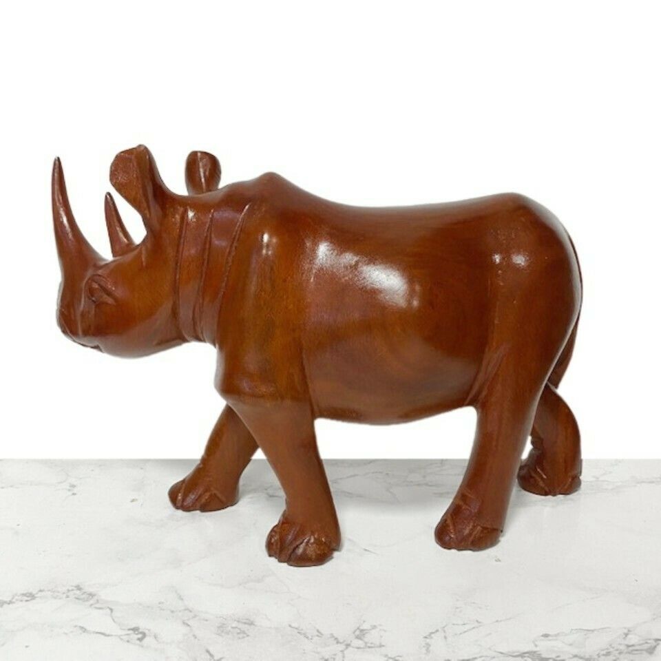 Antique Xl Wooden Rhino Rosewood Vintage photo for sale