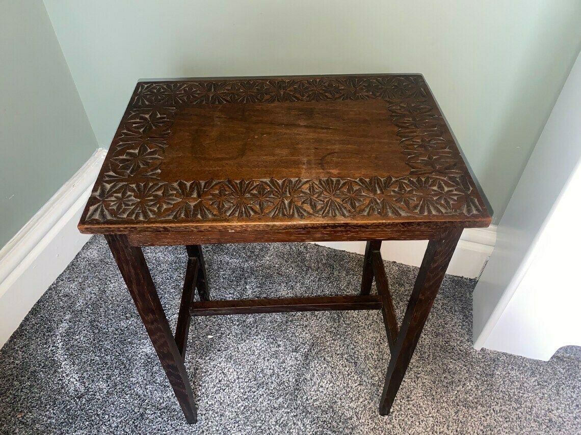 Antique Vintage Carved Top Plant Stand, Side Table, Coffee Table, Occasional Table photo buy