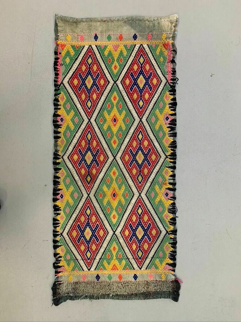 Vintage Turkish Mini Kilim 95x42 Cm Wool Small Kelim Runner, Shabby Chic