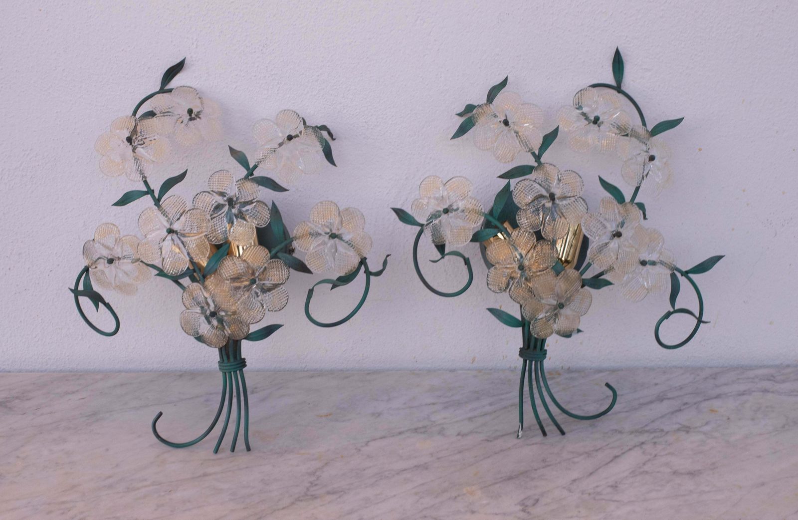 Set Of 3 Murano Wall Light Flower By Seguso For Venini, Italy, 1960s photo furniture