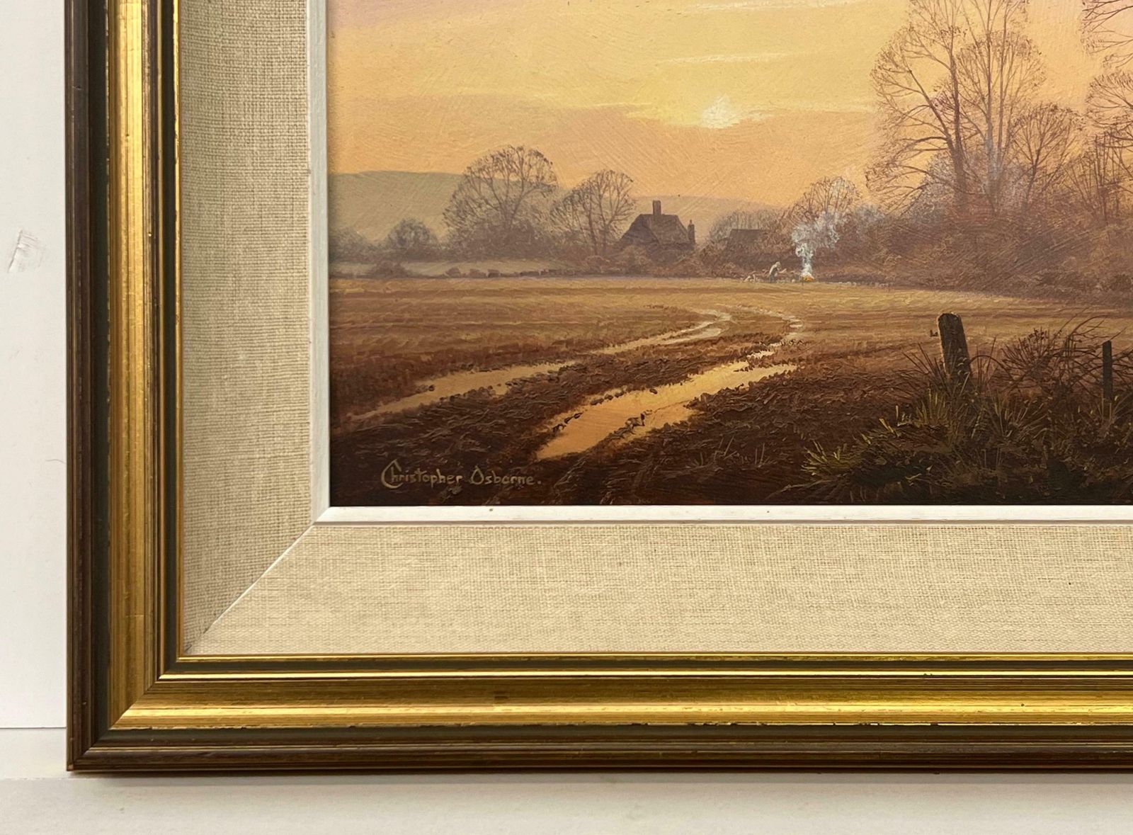 1650.0 Christopher Osborne Farm In The Woods At Sunset In The English Countryside With Warm Brown Colours  Circa 1990 photo