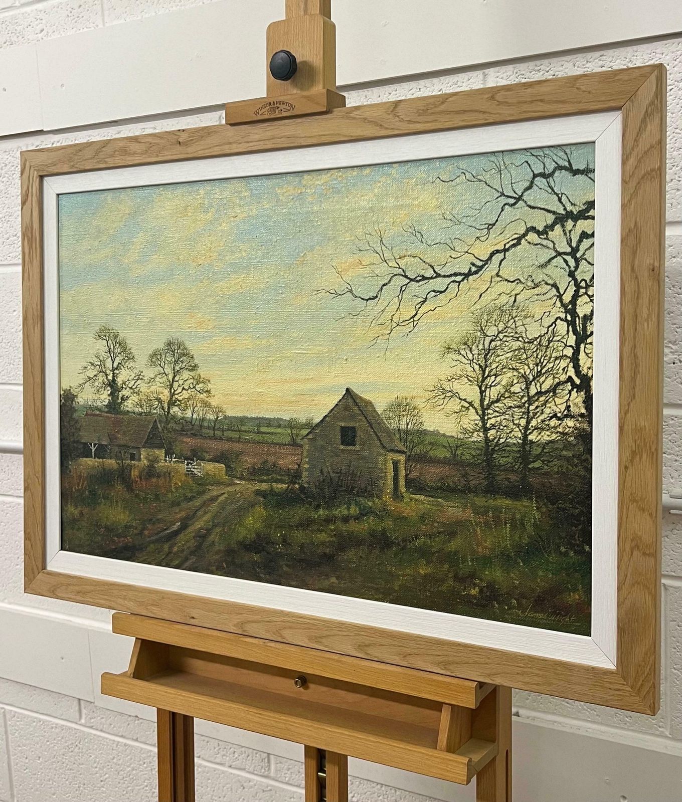 James Wright Old Barn Scene Of A Farm In The English Countryside By British Landscape Artist 1980 Circa photo 2450.0