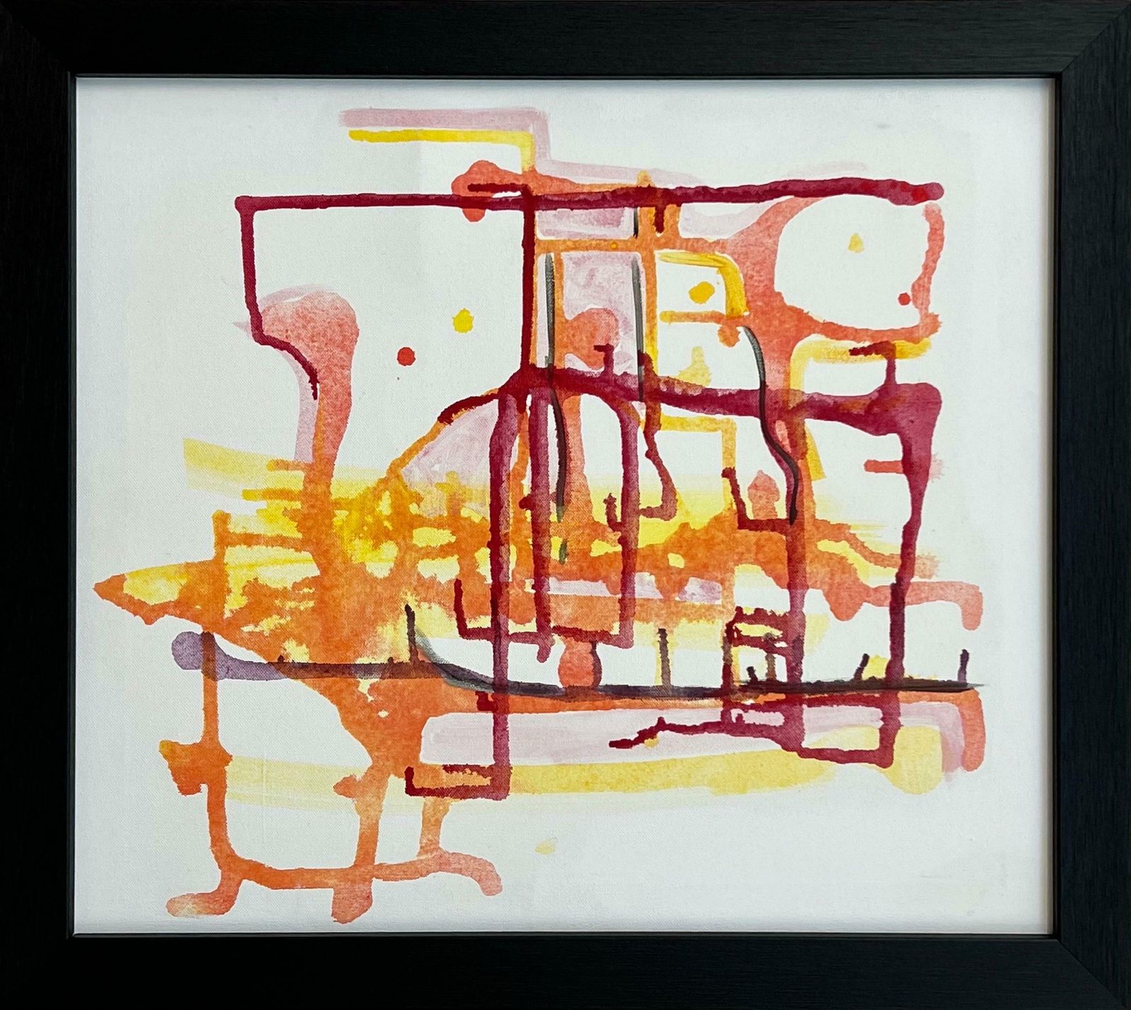 Angela Wakefield Early Abstract Painting Red Yellow Orange On White Background By British Artist 2004 photo 12500.0