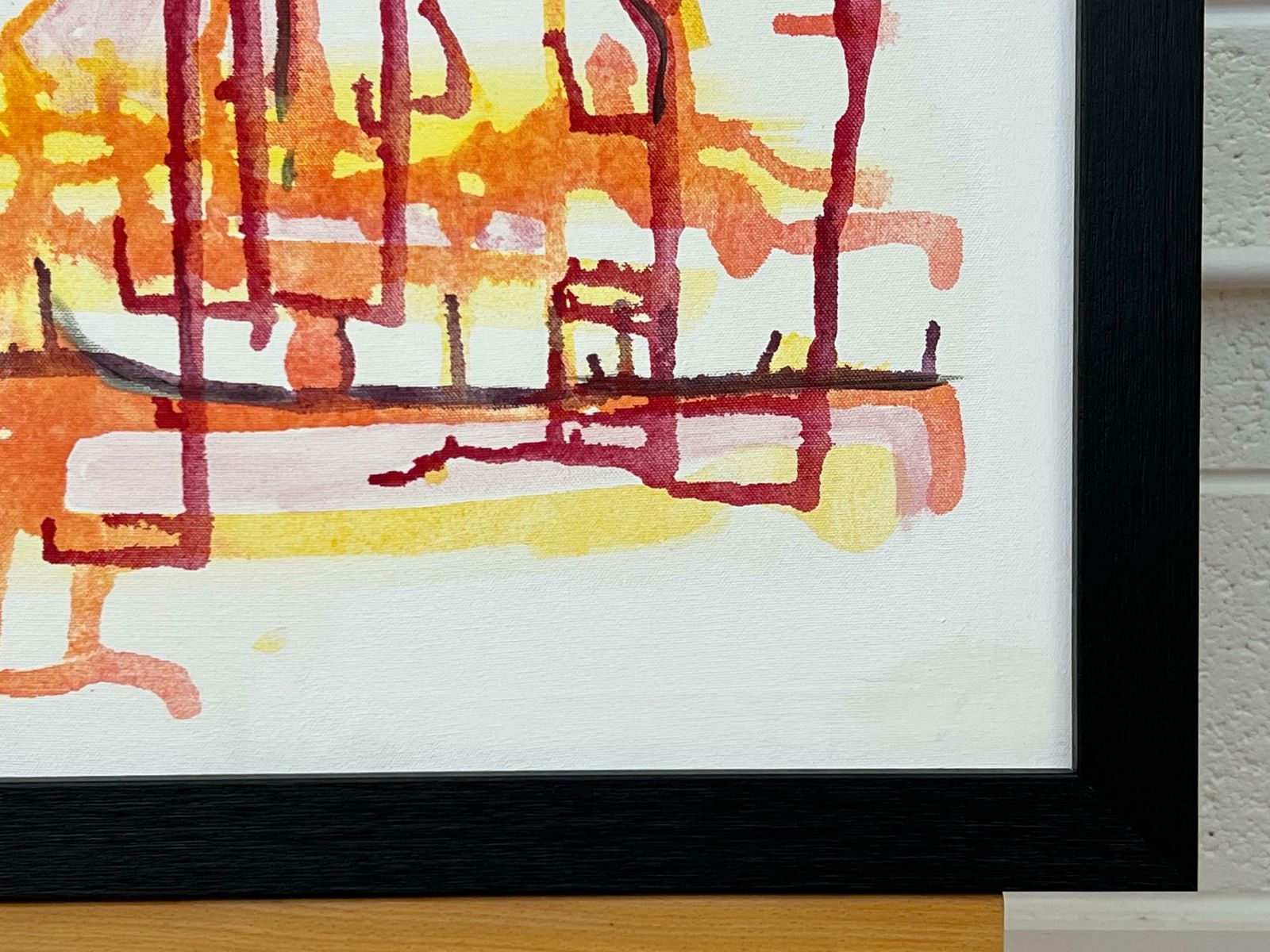 photo buy Angela Wakefield Early Abstract Painting Red Yellow Orange On White Background By British Artist 2004