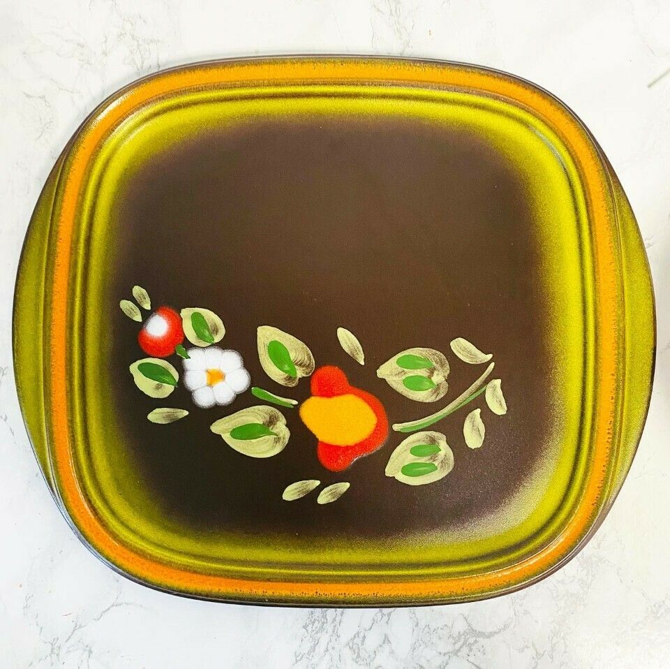 Retro Herbolzheim Keramik Etagère And Cake Dish Green photo 62.0