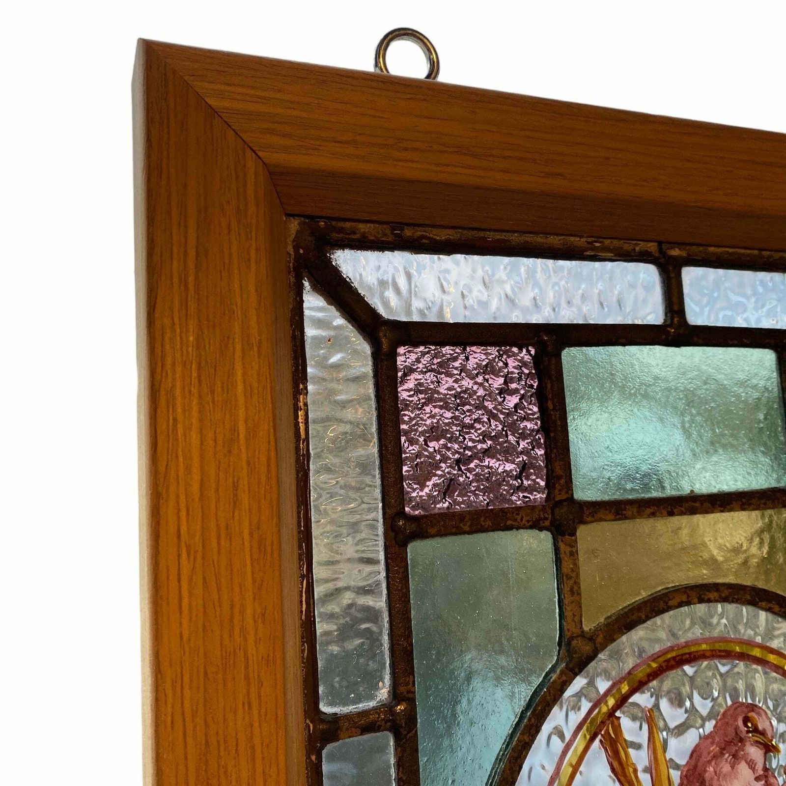 Victorian English Leaded Stained Glass Birds Flowers #4 photo for sale