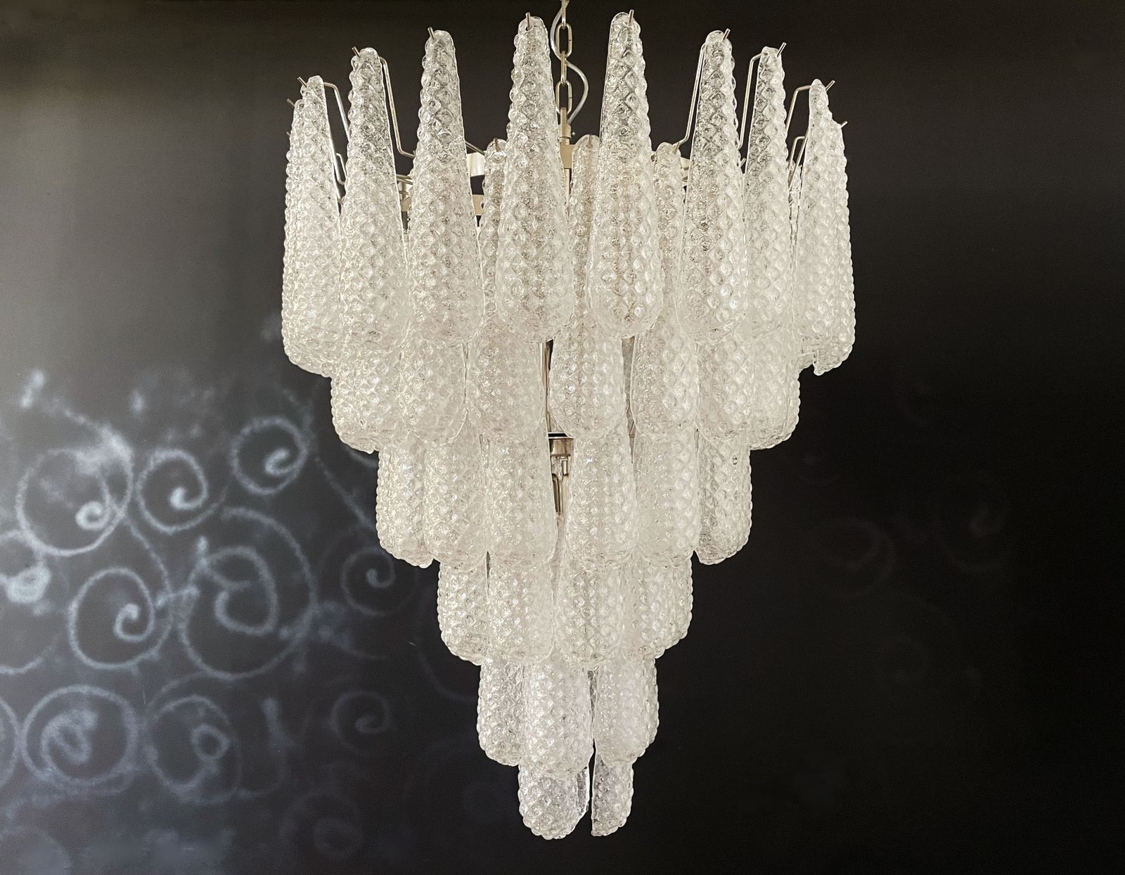 Huge Italian Vintage Murano Glass Chandelier   75 Glass Petals Drop photo furniture