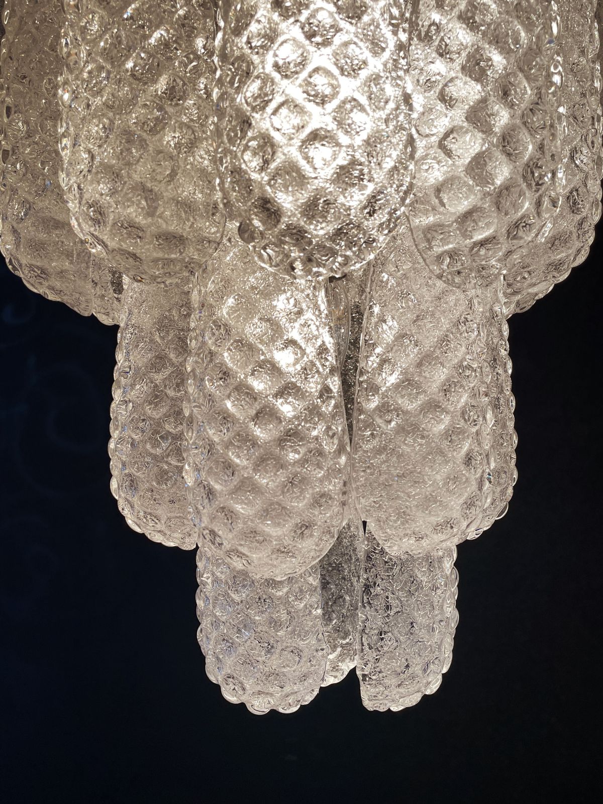Huge Italian Vintage Murano Glass Chandelier   75 Glass Petals Drop photo for sale