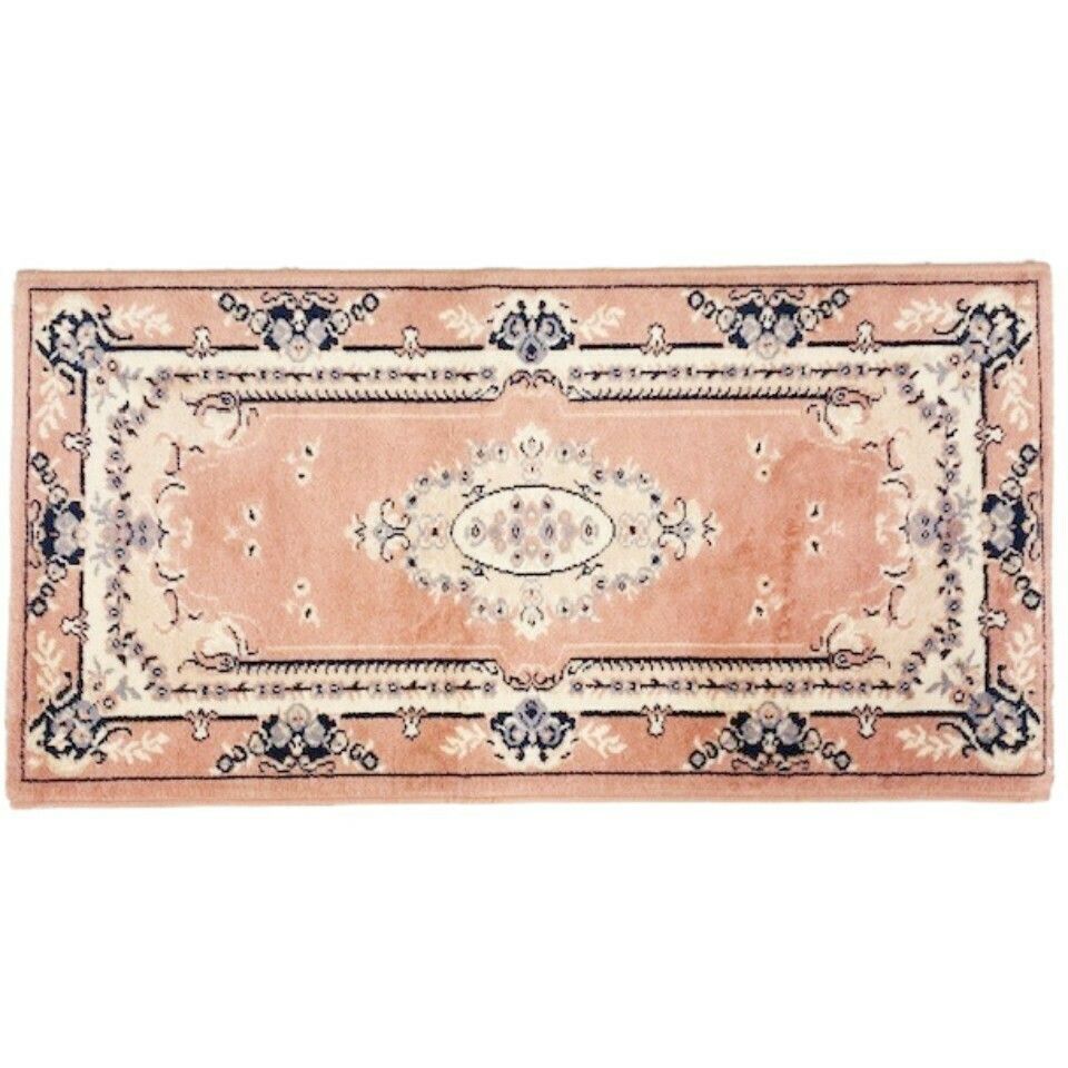 Vintage Wollen Geknoopt Boho Loper Roze photo Textiel