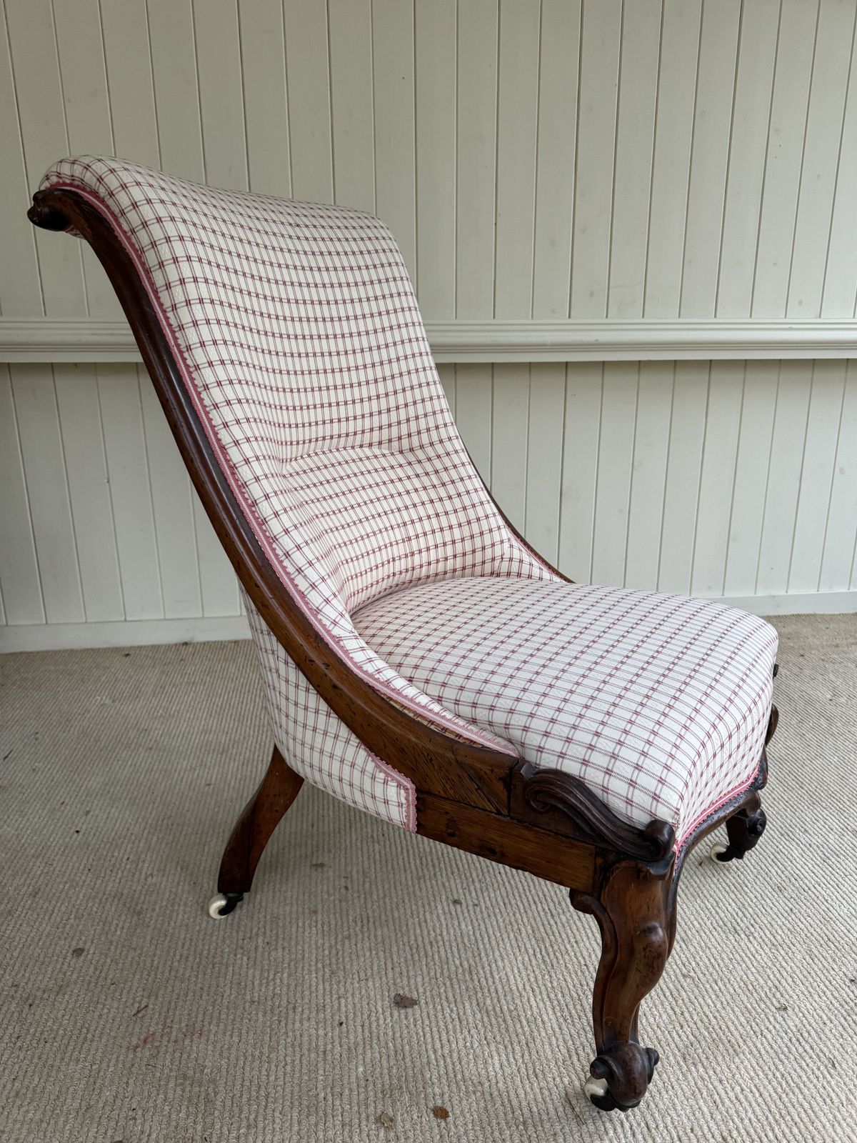 Antique French Armless Slipper Chair
