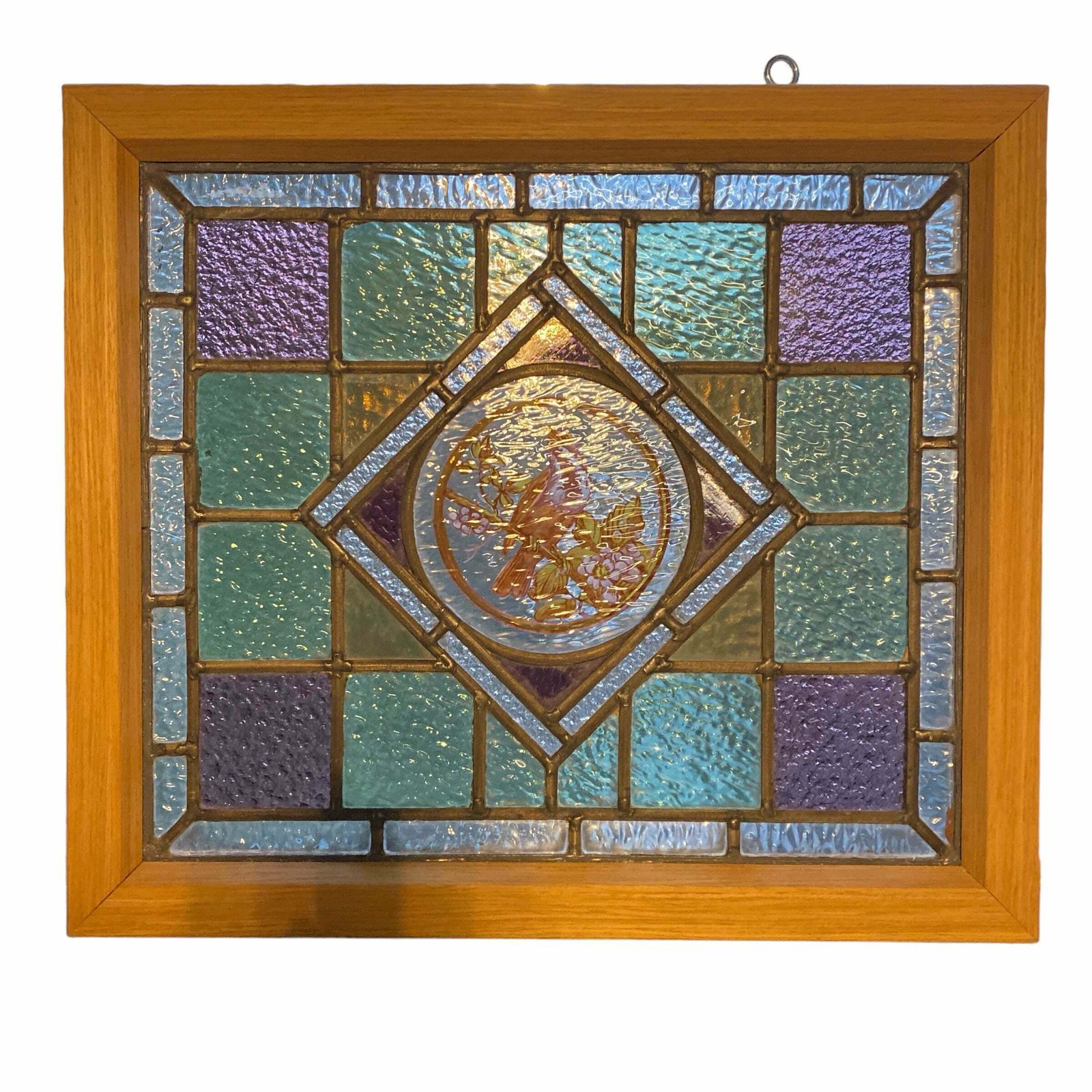 Victorian English Leaded Stained Glass Birds Flowers #7 photo furniture
