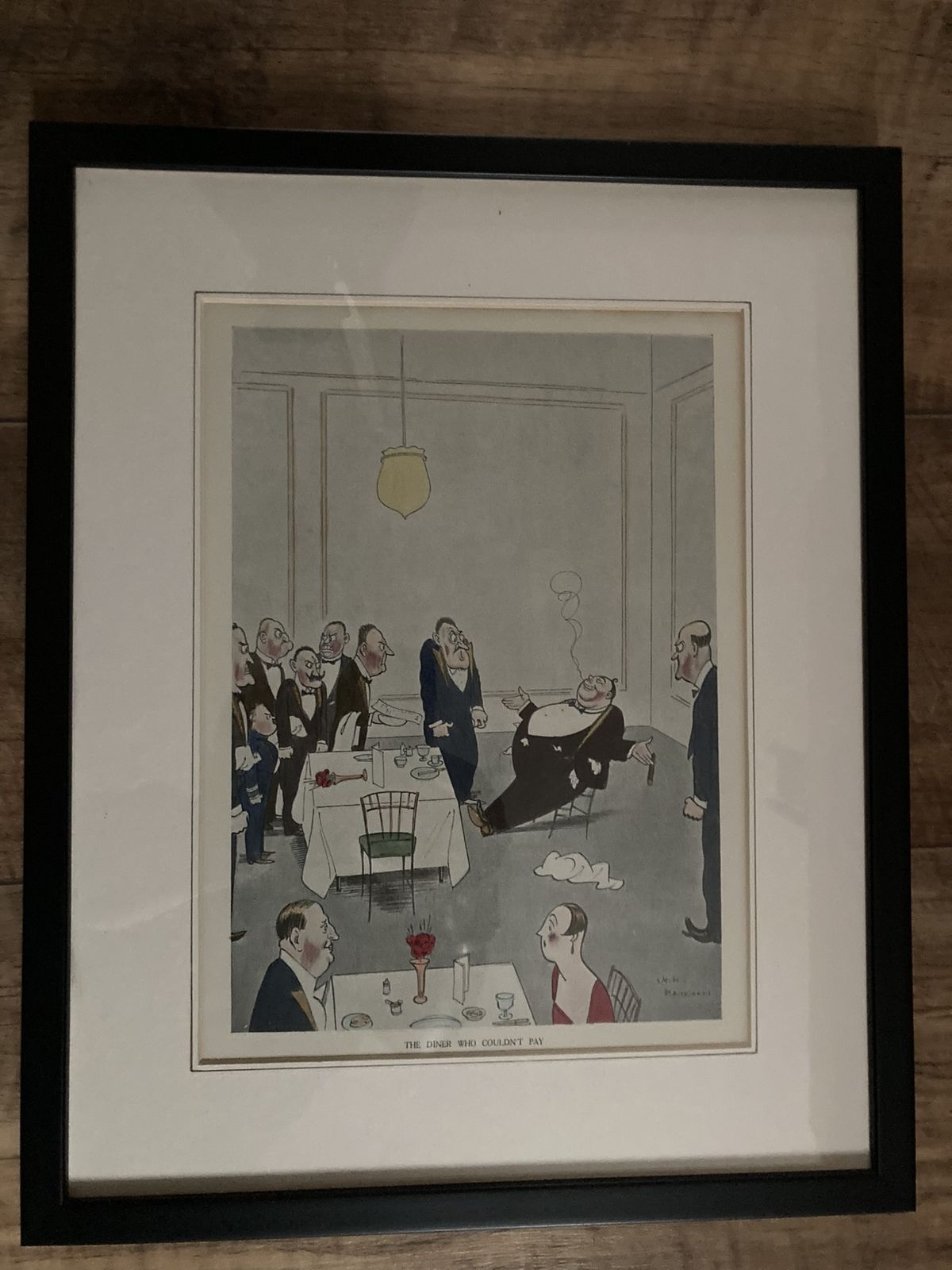 Two Animated Prints Hotel Restaurant Scene photo vintage