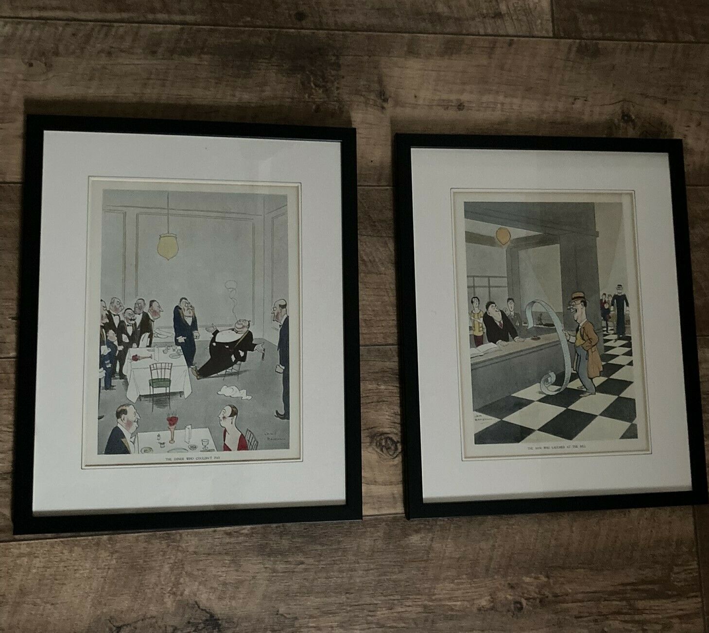 photo furniture Two Animated Prints Hotel Restaurant Scene