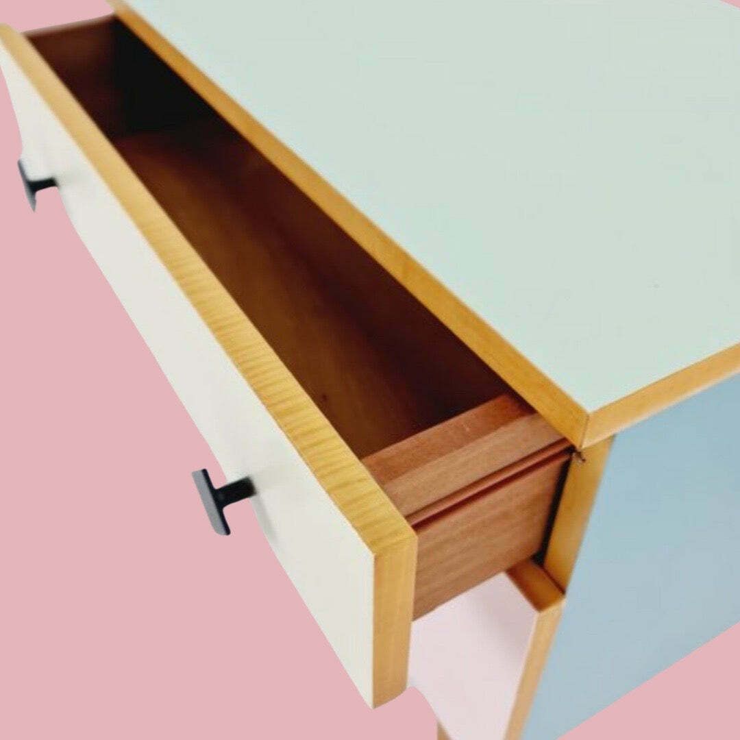 Pair Of Pastel Coloured Bedside Tables ~ Swedish 1950s photo vinterior
