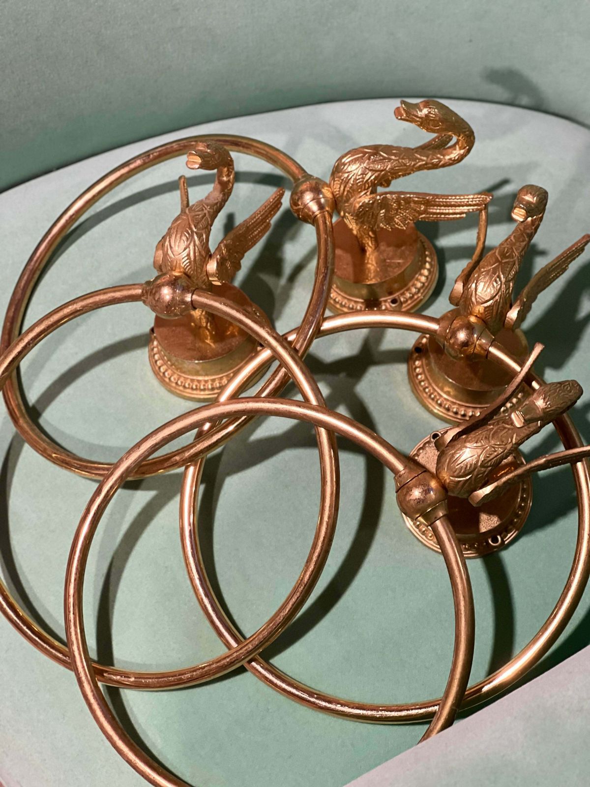 Italian Gold Plated Swan Towel Holder C.1970 photo 817.0