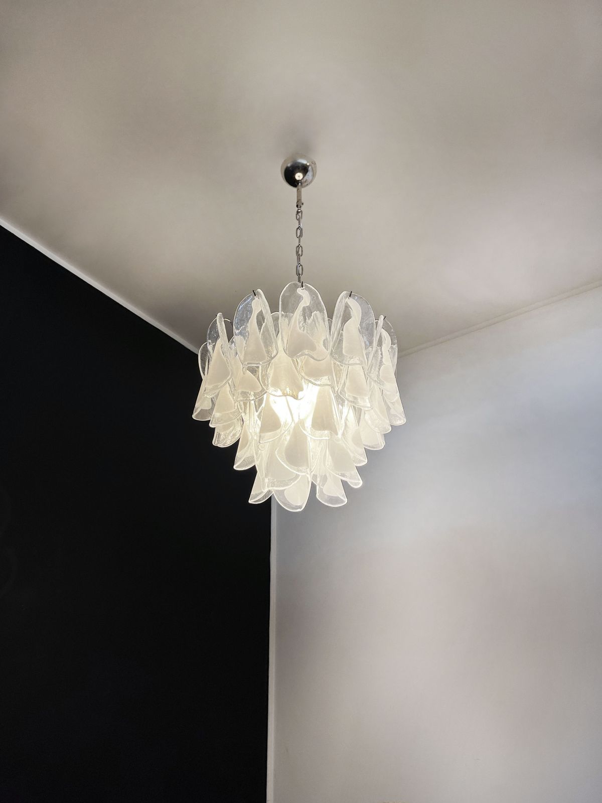 photo buy Italian Vintage Murano Chandelier   Mazzega   36 Lattimo Glass "Rondini"