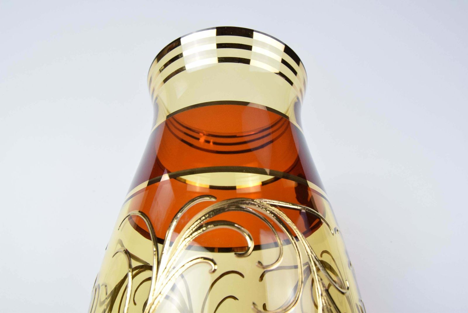 photo furniture Egermann Czech Crystal Vase Bohemia Hand Painted, Gilded, Circa 1980s.