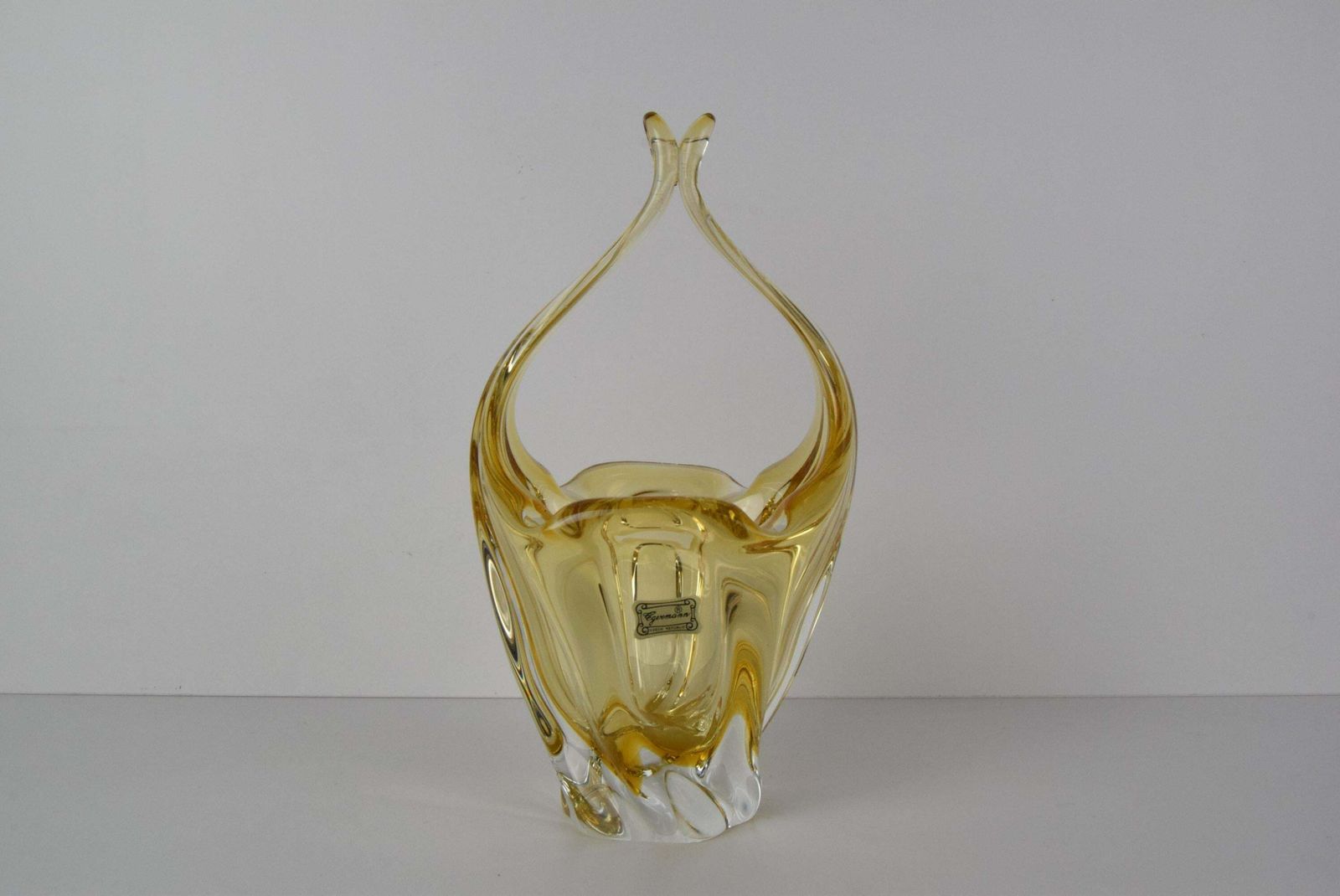 Art Glass Basket/ Egermann, Glaswork Novy Bor, Czechoslovakia, Circa 1980's. photo furniture