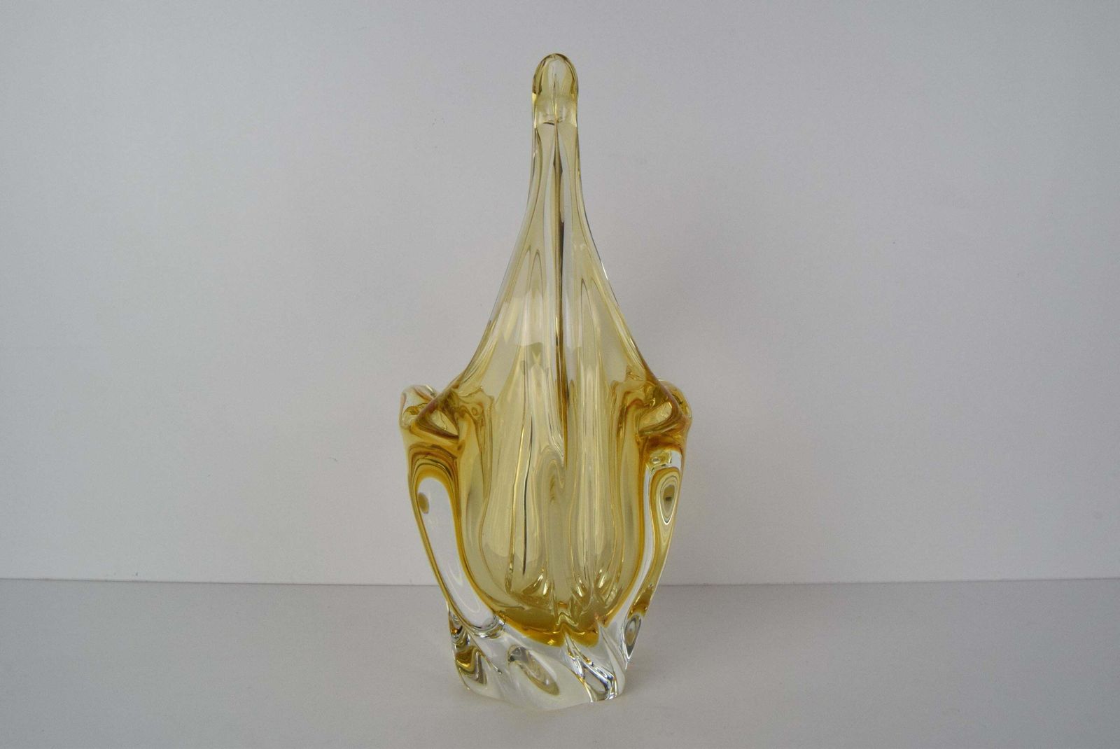 Art Glass Basket/ Egermann, Glaswork Novy Bor, Czechoslovakia, Circa 1980's. photo 324.0