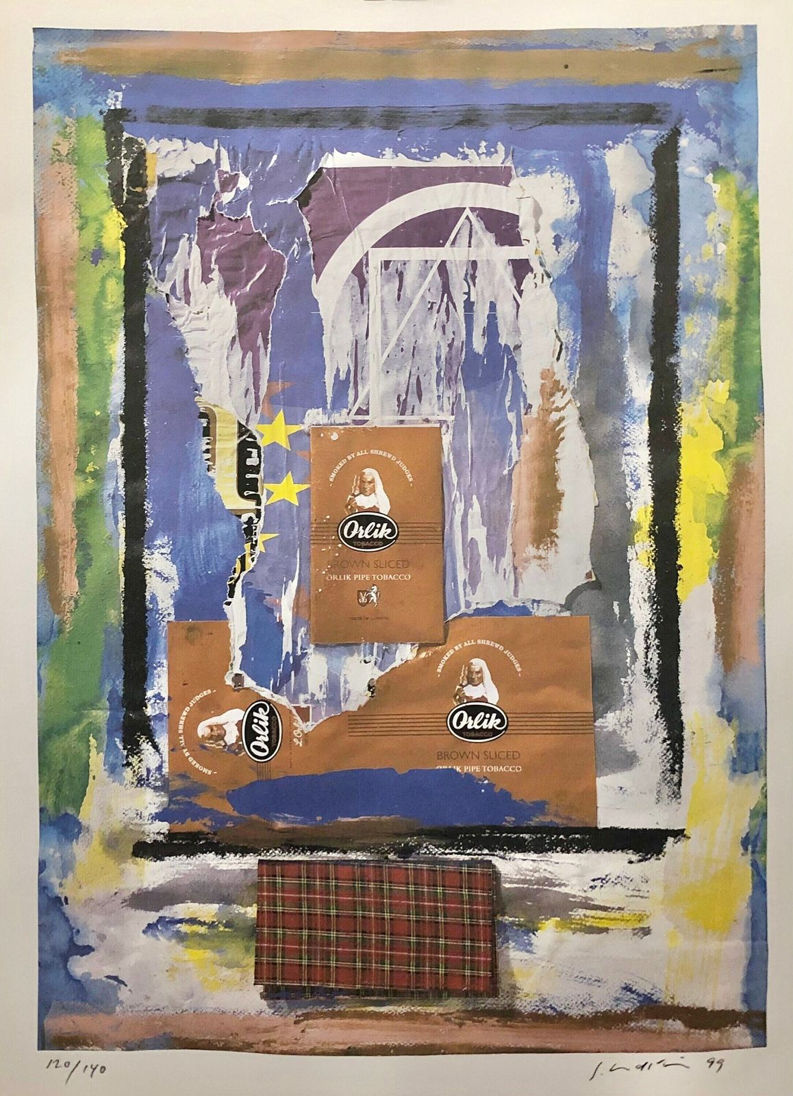 Original Danish Abstract Vintage Signed Print From 1999 By Steen Lundstrøm (B.1945) photo furniture