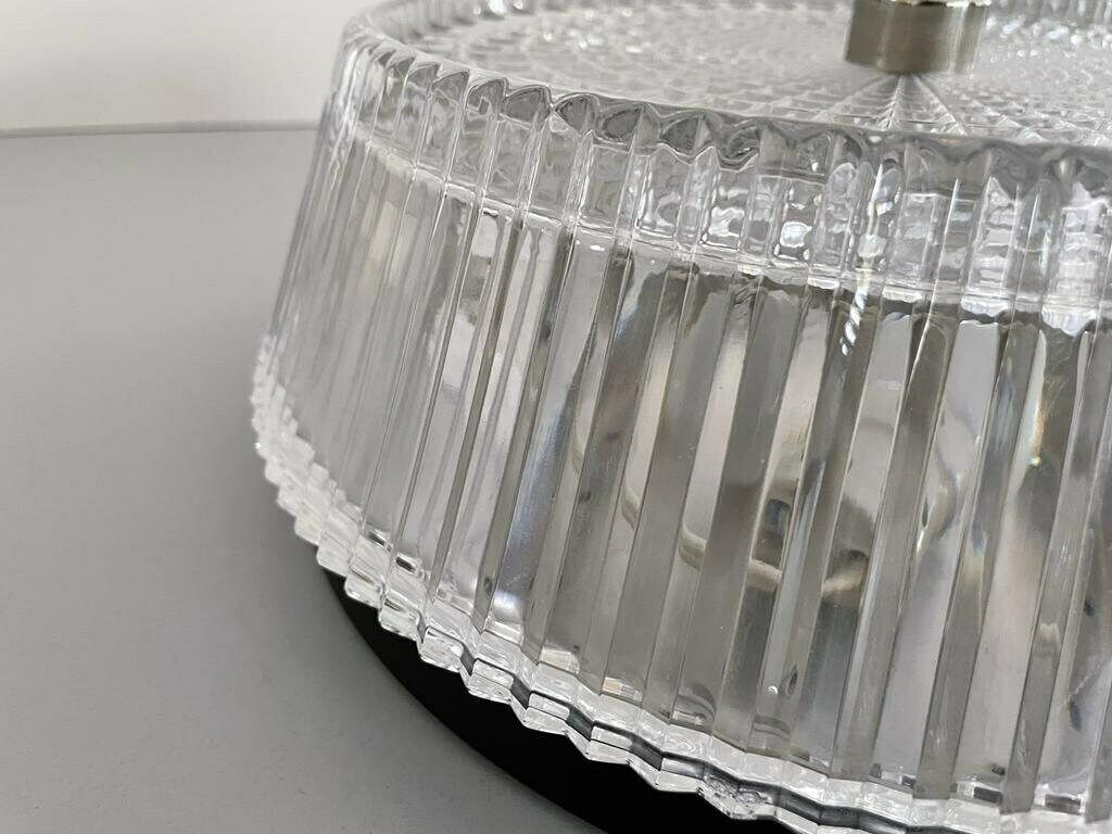photo for sale Italian Design Crystal Glass Flush Mount Ceiling Lamp, 1960s, Italy