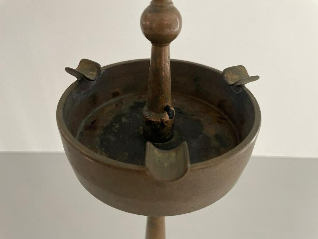 50s Italian Full Brass Industrial Floor Ashtray photo vintage