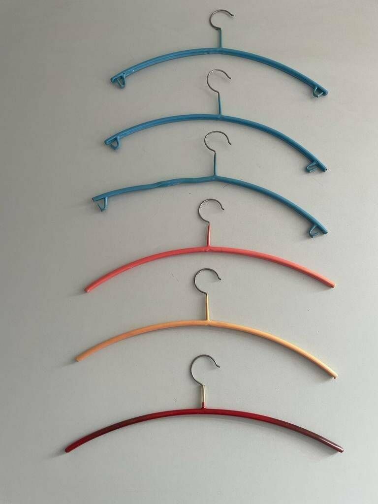 Set Of 6 Blue/Yellow/Pink/Red Metal Italian Clothes Hangers photo furniture