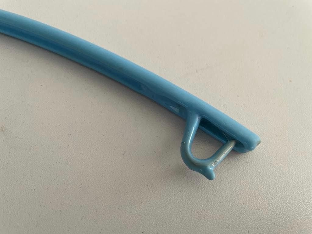 Set Of 6 Blue/Yellow/Pink/Red Metal Italian Clothes Hangers photo vintage
