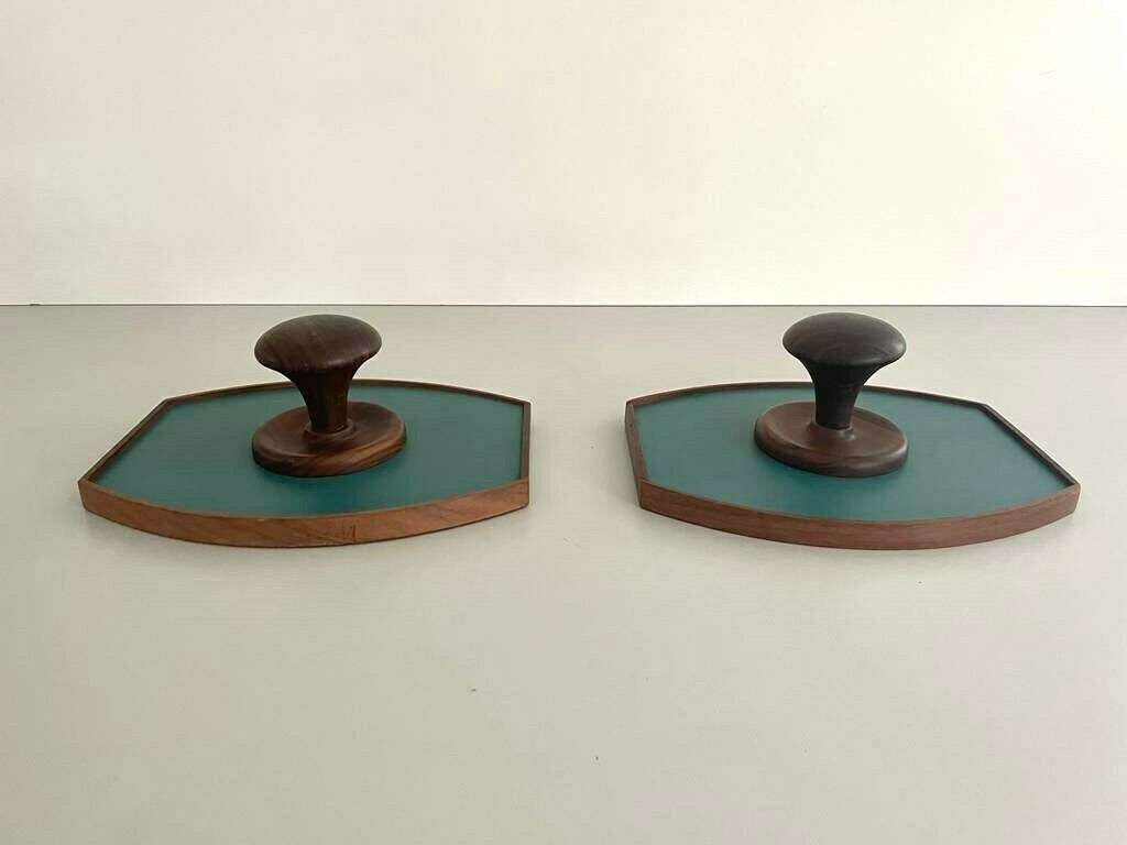 Mid Century Modern Teak Rare Italian Design Pair Of Clothes Hooks, 1960s, Italy photo Furniture