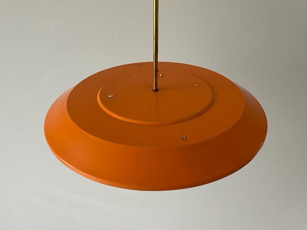 photo furniture Pop Art Orange Metal Body And White Glass Large Ceiling Lamp By Novalux, 1970s, Italy