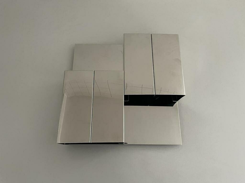 photo for sale 3 Dimensional Square Design Chrome Wall Lamp, 1970s, Italy