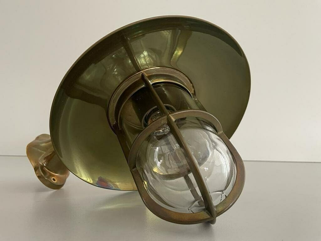 Wonderful Brass And Glass Pair Of Iconic Ship Wall Lamps, 1960s, Germany photo vintage