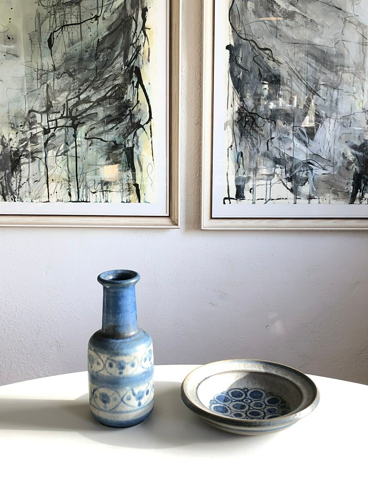 Danish Design Ceramic Art Pieces In Beautiful Blue Colors And Pattern From Michael Andersen And Marianne Starck, Bornholm. photo Home Decor