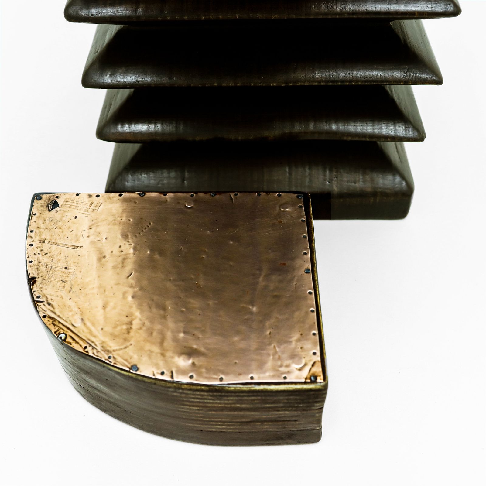 74950.0 Brutalist Wooden And Glass Dining Table By Nerone, Giovanni Ceccarelli, Co Founder Gruppo Np2 photo