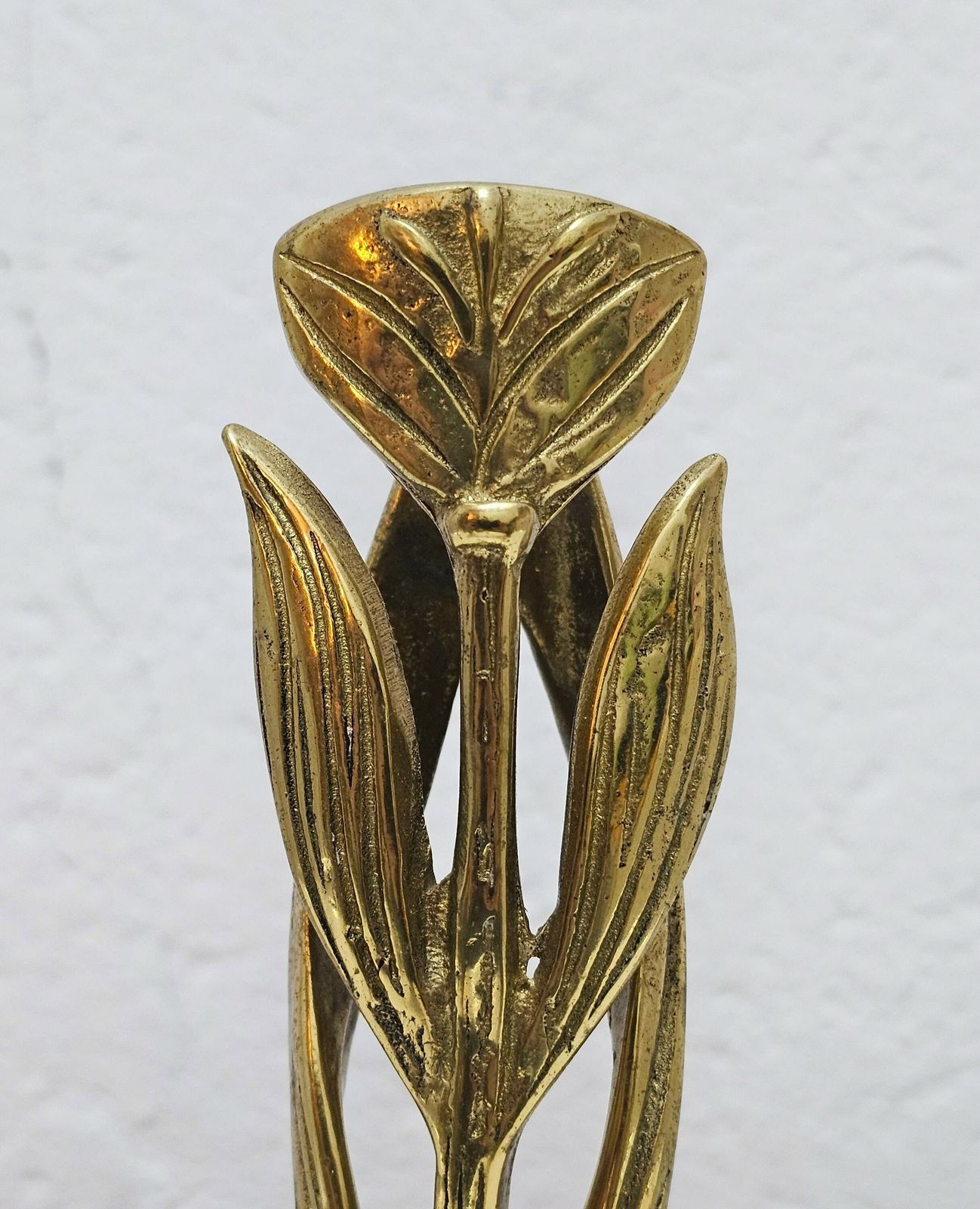 Extremely Rare Sculptural Brutalist Gilt Bronze Iris Shaped Candle Holder Designed By Heinz Goll // Made In Austria In 1960s