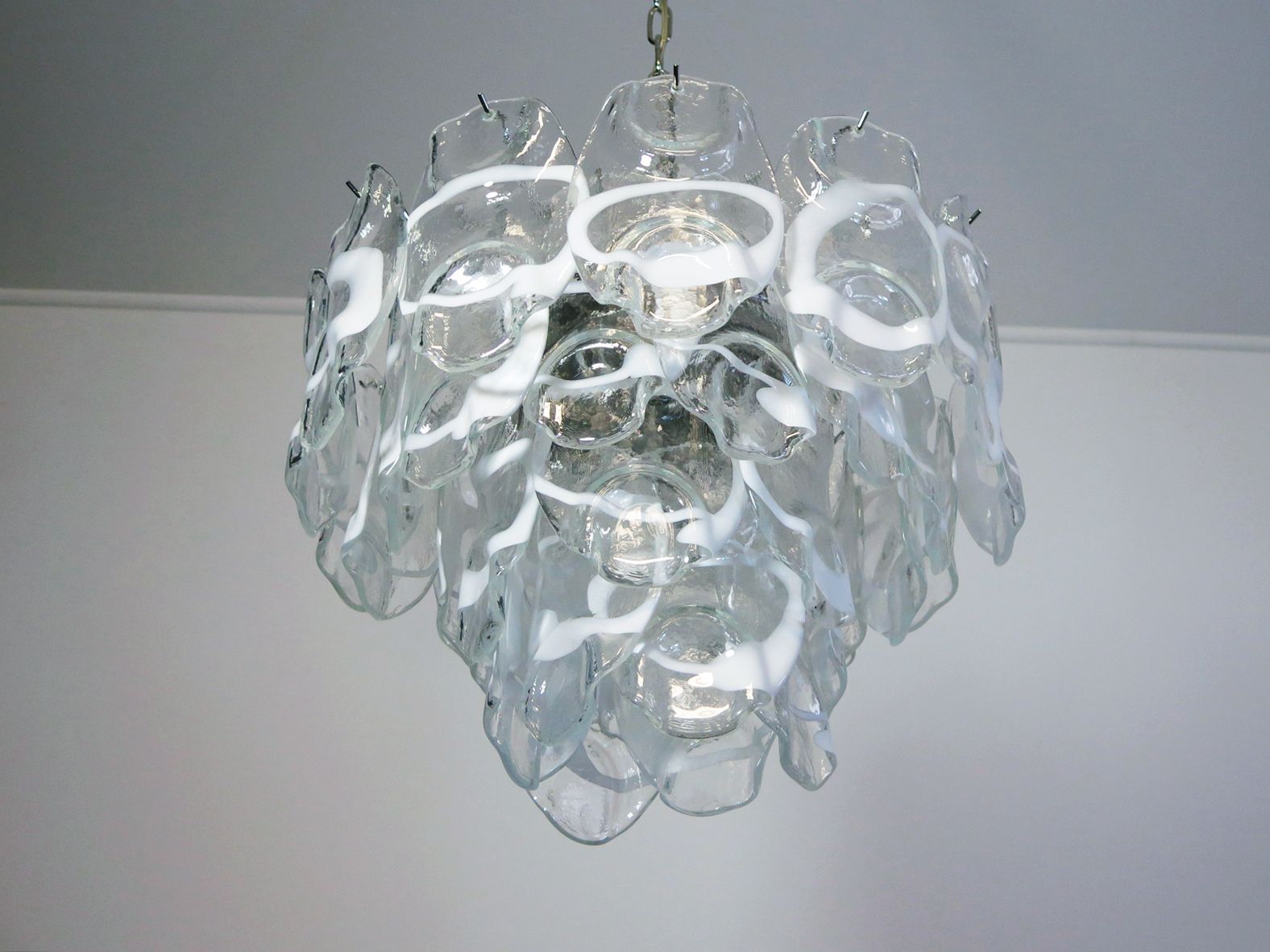 Vintage Italian Murano Chandelier Lamp In Vistosi Style   36 Glasses photo for sale