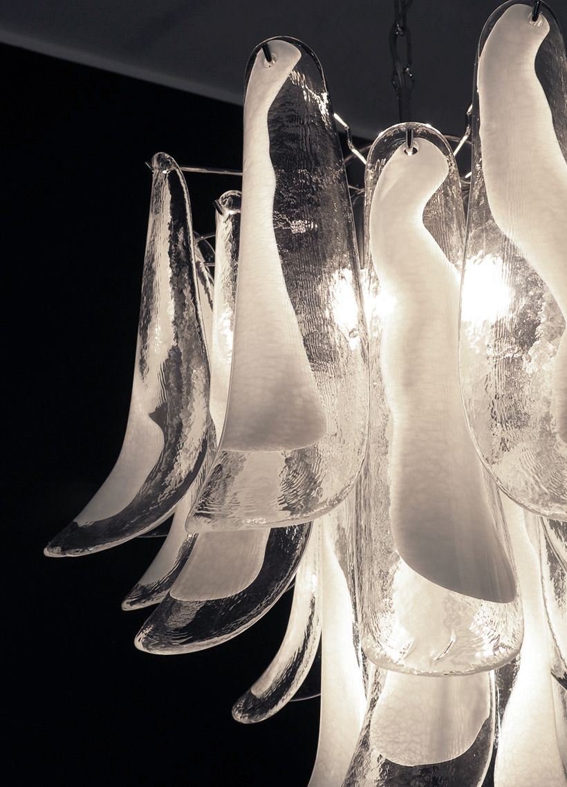 Italian Vintage Murano Chandelier   26 Glass Petals photo Lighting